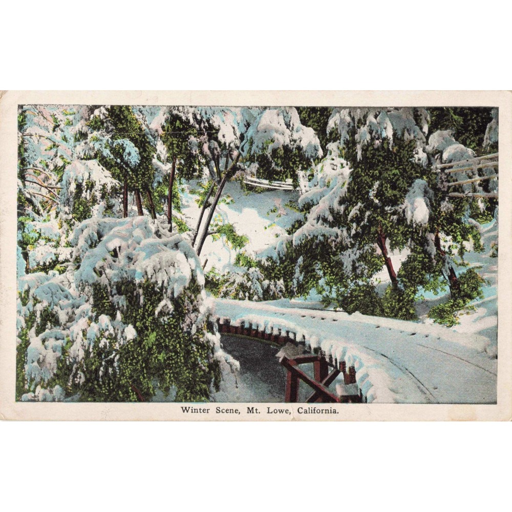 Vintage 1928 Mt Lowe California Winter Scene Postcard E C Kropp Co Litho